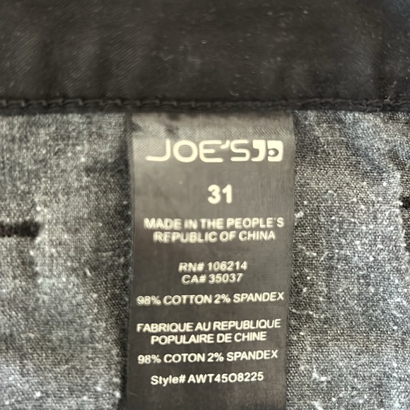 Joe's Jeans Size 31 Black Coated Straight Leg Zip Fly Style AWT4508225 - Picture 2 of 9